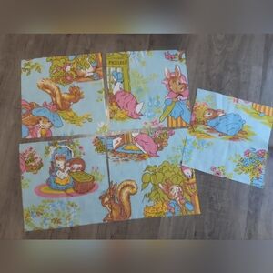Vintage Beatrix Potter Peter Rabbit Fabric Coupons (5 together)